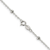 Sterling Silver 1.3MM Fancy Beaded Chain Necklace 18"